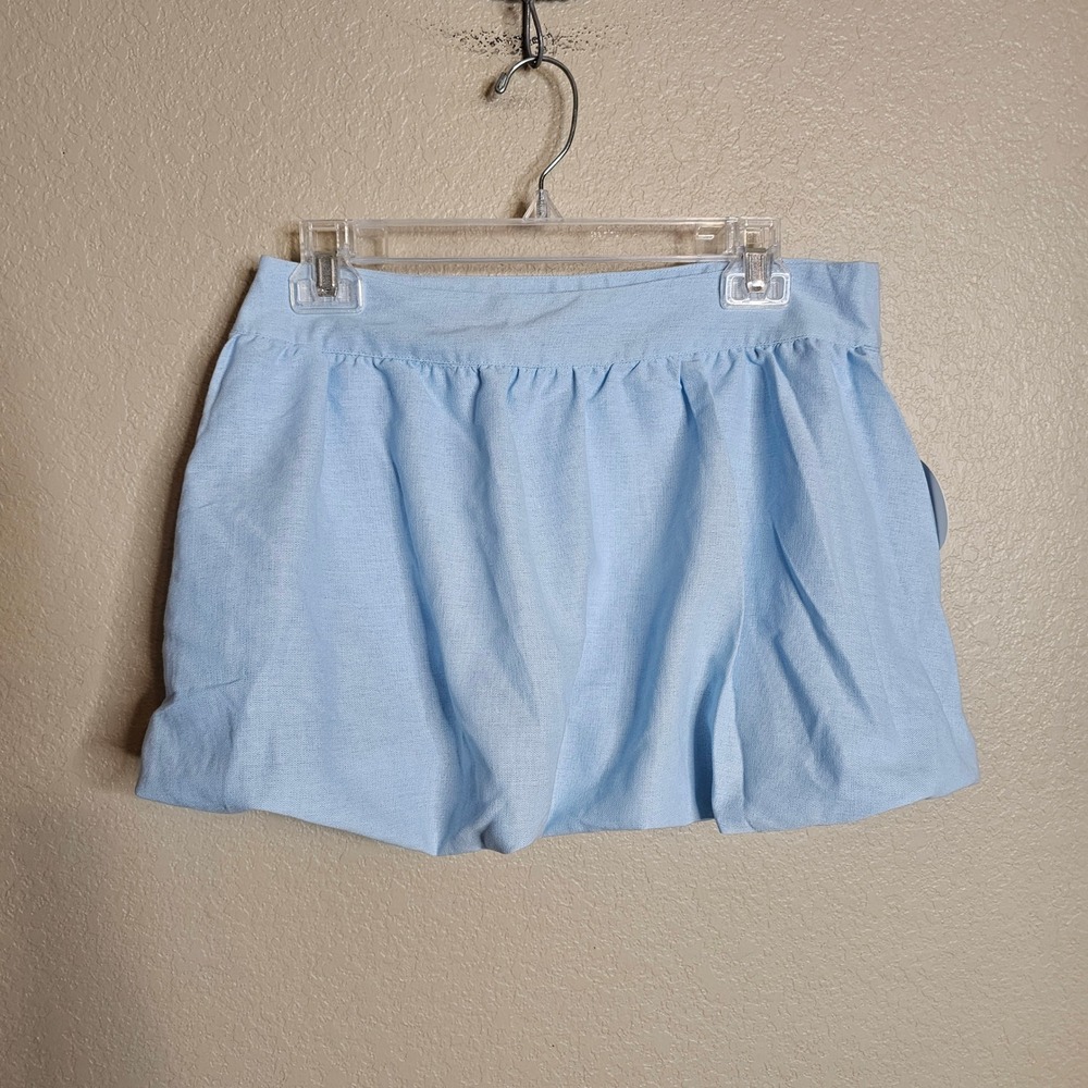 NWT Jolie & Joy Light Blue Bubble Mini Skirt XL Linen Blend Pastel